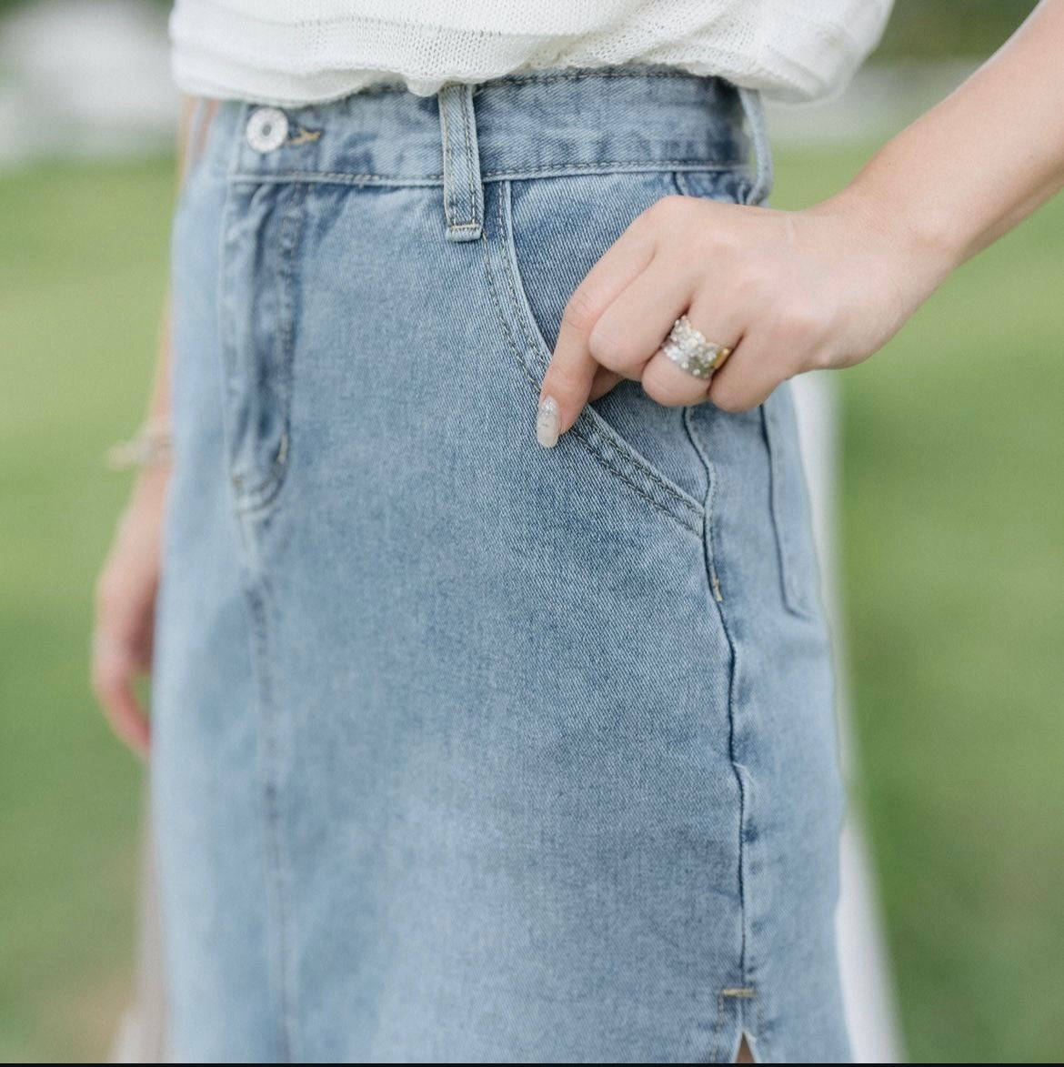 Show Me Love Denim Midi Skirt - S0146