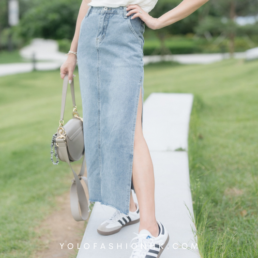 Show Me Love Denim Midi Skirt - S0146