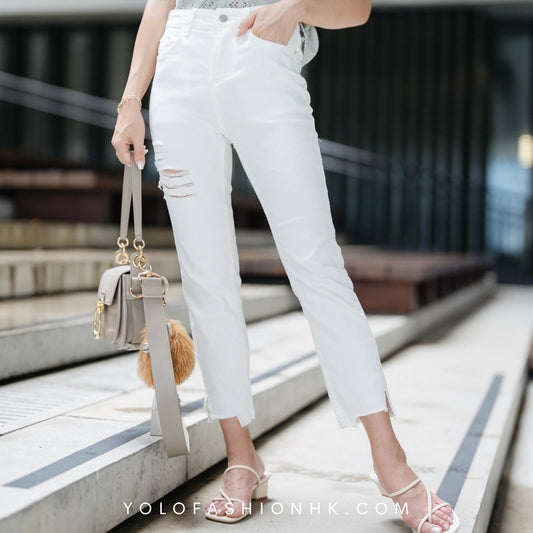 White Bunny Denim Pants P0045