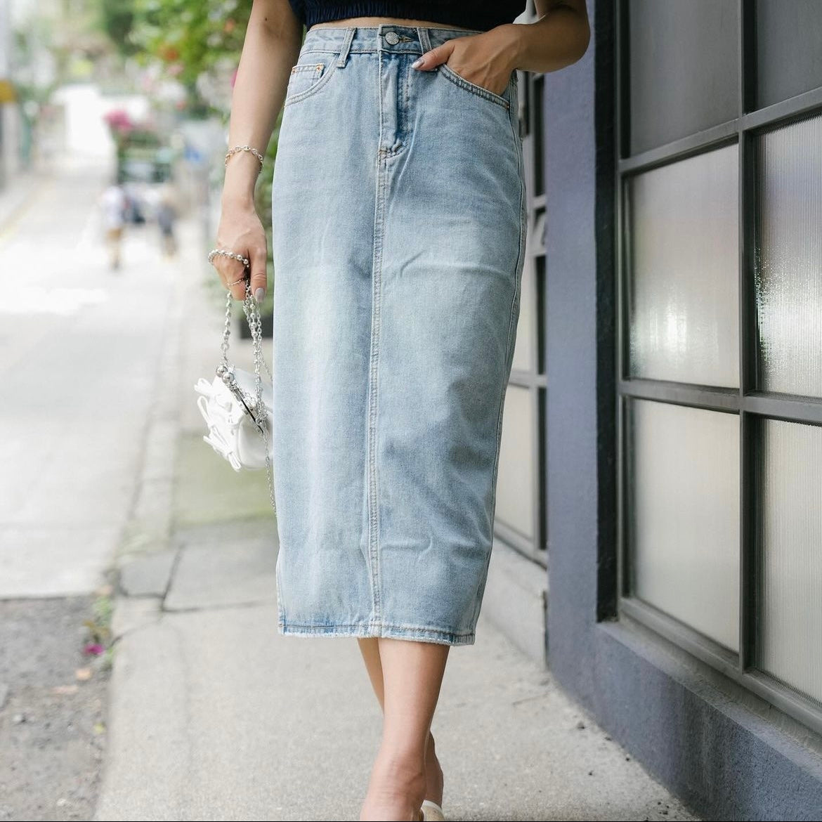 【現貨】Dear Baby Denim Midi Skirt - S0134